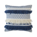Axyaa Navy Pink Boho Tassel Cushion Cover 45x45cm Handmade Cotton Woven Decor