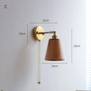 Axyaa Modern Wood Wall Light with Pull Chain Switch & LED Sconce