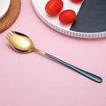 Axyaa Stainless Steel Long Handle Fork Spoon Set for Ice Cream Fruit Salad