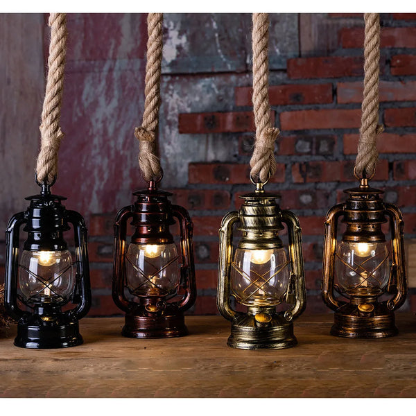 Axya Industrial Hemp Rope Kerosene Pendant Light Chandelier