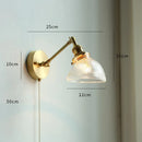 Axyaa Milk Glass LED Wall Light with Pull Chain Switch - Modern Nordic Copper Wall Beside Lamp