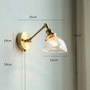 Axyaa Milk Glass LED Wall Light with Pull Chain Switch - Modern Copper Wall Lamp