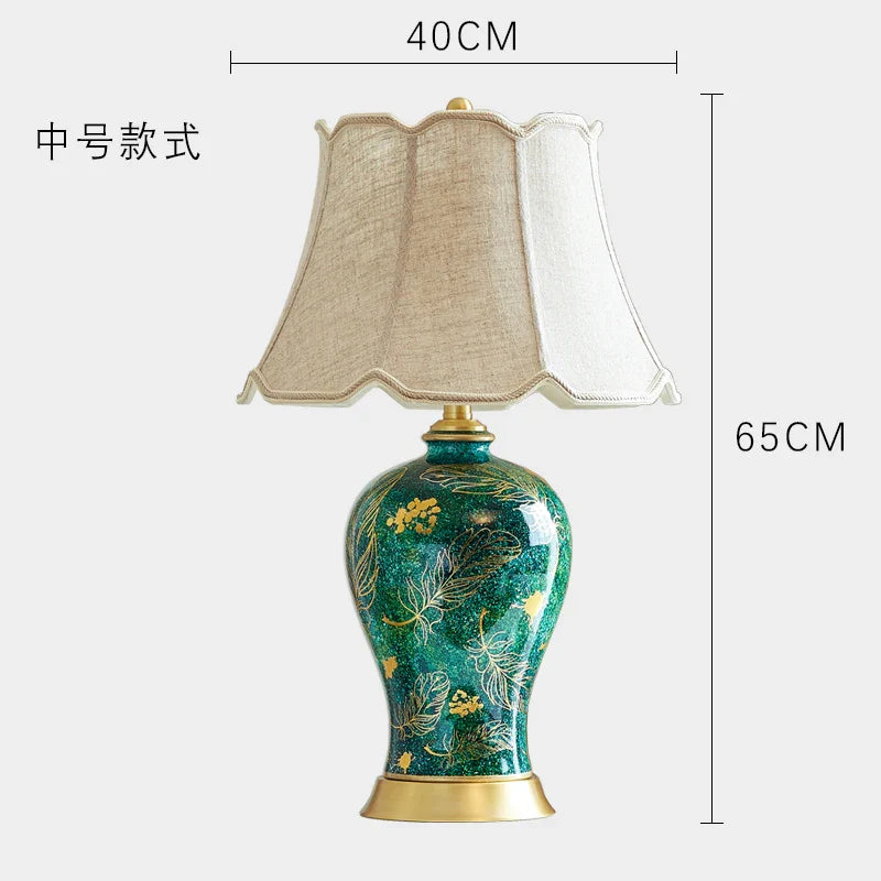 Luxury Green Ceramic Table Lamp by Axyaa - Retro Style for Living Room or Bedroom