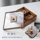 Axya Wooden Deer Head Snack Platter with Glass Cover