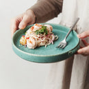 Axya™ Japanese Green Ceramic Plate Set for Home Restaurant, Retro Handmade Style