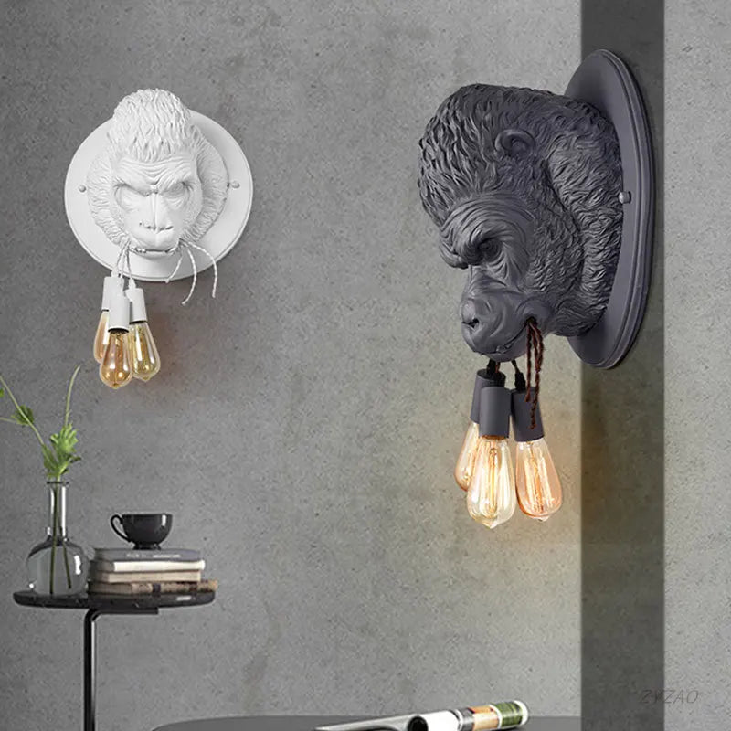 Axyaa Gorilla Resin Wall Sconce Nordic Retro Wall Lamp Decor Fixtures