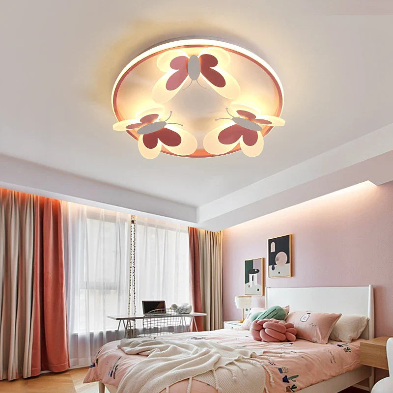 Axya Pink Butterfly LED Ceiling Lamp for Kids' Bedroom