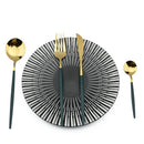 Axyaa 24Pcs Green Gold Stainless Steel Dinnerware Set Cutlery Tableware Silverware
