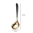 Axyaa Stainless Steel Soup Spoon with Long Handle and Colander - Golden
