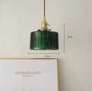 Axyaa Green Glass LED Pendant Lights, Nordic Vintage Hanging Lamp for Bedroom Living Room