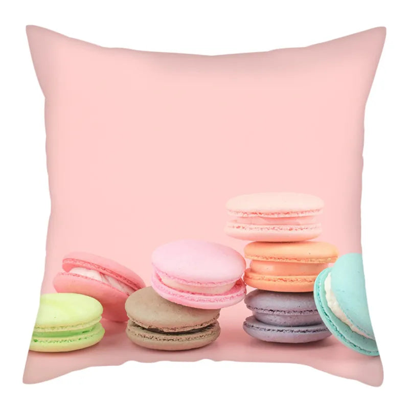 Axyaa Biscuits Cake Print Decor Pillow Cover for Home Sofa Decoration