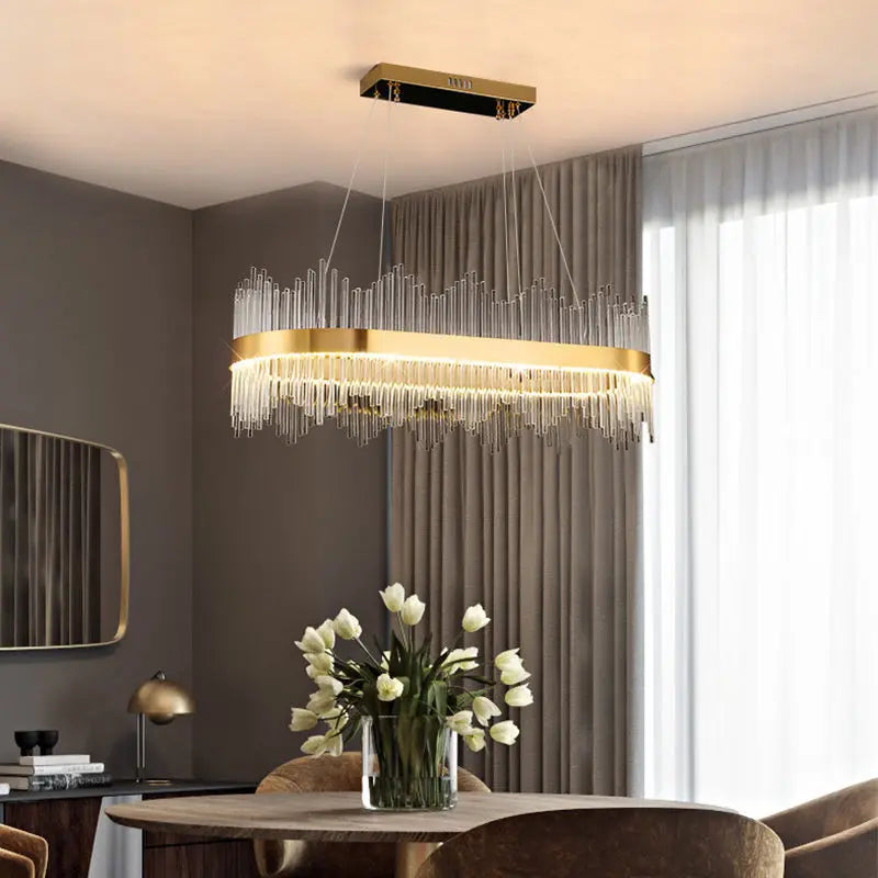 Axyaa Crystal Chandelier Light Luxury Pendant Dining Room Modern Hall Lamp