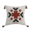 Axyaa Geometric Embroidery Tassel Pillow Cover - Boho Style for Home Décor