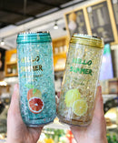 Axyaa Kawaii Fashion Cans Summer Ice Cup Plastic Water Bottle with Lid