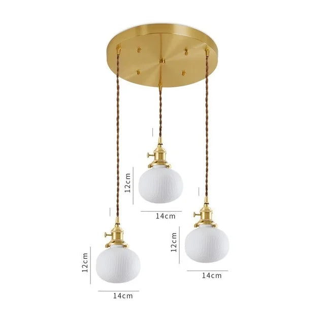 Axyaa Ceramic LED Pendant Light - Modern Copper Hanging Lamp