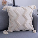 Axyaa Beige Tufted Tassel Pillow Cover 18x18" 12x20" for Couch Bed Living Room