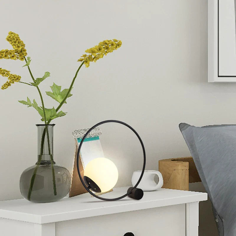 Axyaa Round LED Desk Lamp Iron Bracket Modern Minimalist Table Light