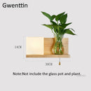 Axyaa Nordic Wood Glass Wall Lamp Modern Led DIY Plant Sconce Mirror Wall Light Fixtures