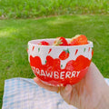 Axyaa Strawberry Milk Ceramic Bowls: Cute Large Salad & Breakfast Cup, Gift for Girls