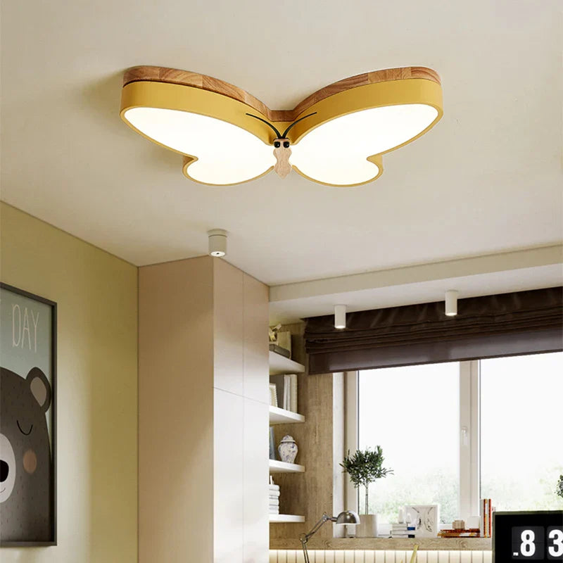 Axyaa Led Butterfly Chandelier for Kids Room-Bedroom, Modern Wood Ceiling Light