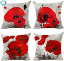 Axyaa Red Poppy Watercolor Cushion Cover