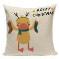 Axyaa Christmas Deer Snowman Cartoon Cushion Cover - Festive Decor Pillowcase