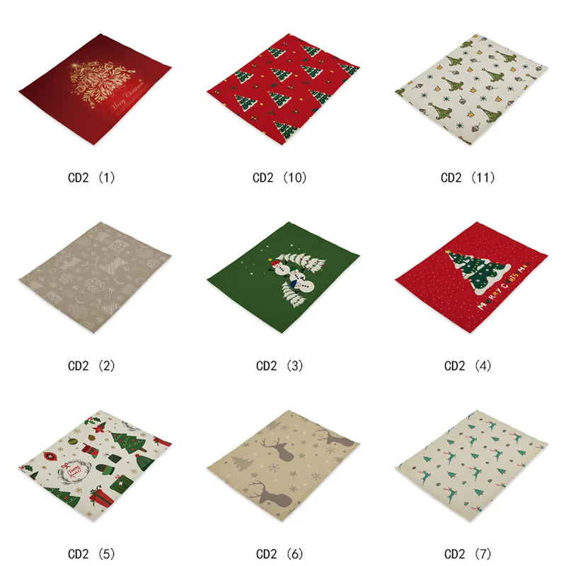 Axyaa Christmas Table Set: Placemats, Napkins, Coasters, Kitchen Cloth.