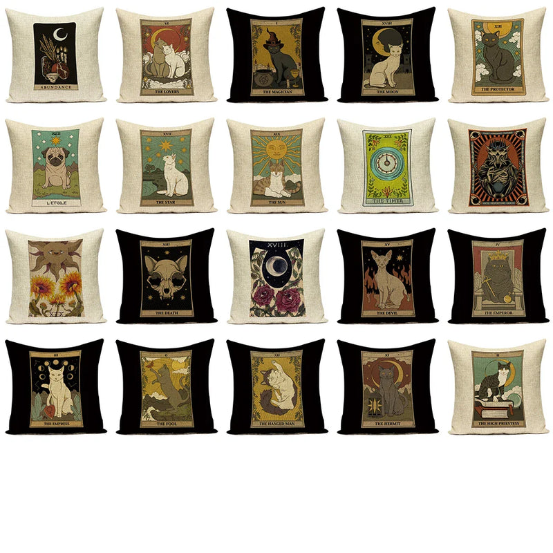 Axyaa Retro Pet Pattern Cushion Cover - Decorative Sofa Linen Pillow Case