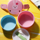 Axyaa Kids Cute Animal Mini Bento Box, Double-layer Round 540ml Fruit Snack Lunch Box