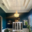 Axyaa Retro Grey Wood Beaded Chandelier 5-Light - Vintage White Wood - Kitchen, Living Room, Bedroom