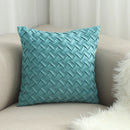 Axyaa Navy Blue Suede Pillow Cover with Green Woven Pattern - 45x45cm/30x50cm