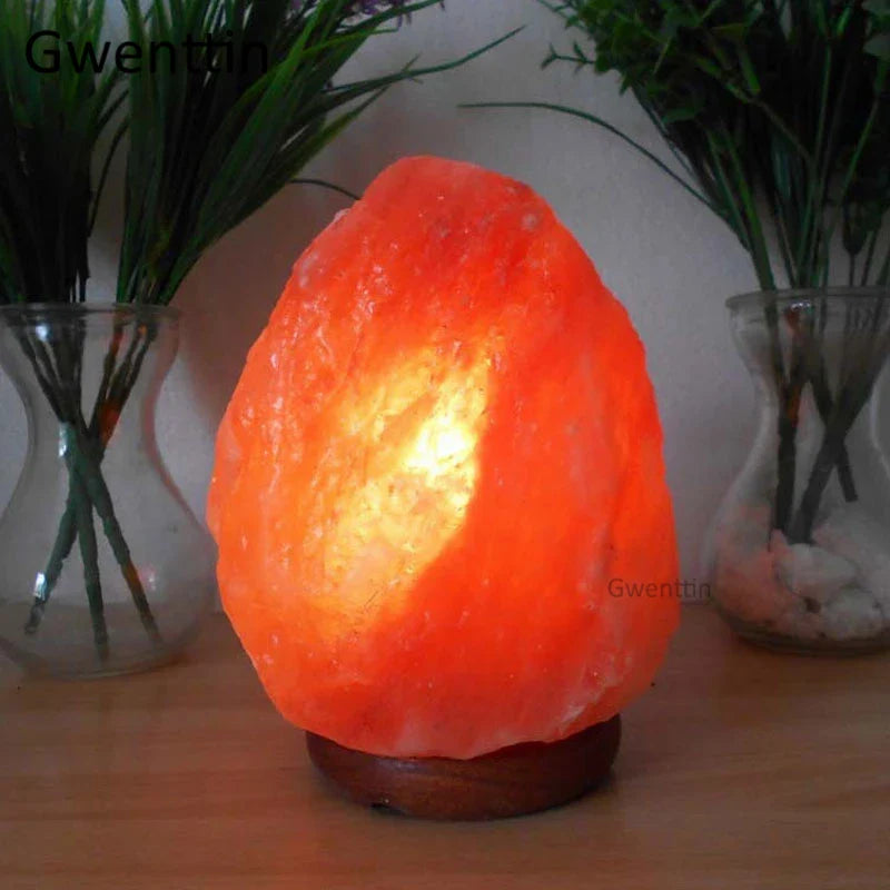 Axyaa Rock Crystal Salt Lamp LED Night Light Wooden Base Air Purifier