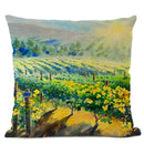 Axyaa Landscape Oil Painting Throw Pillow Cover, Trees Flowers Pastoral Decor, 45x45CM