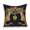 Axyaa Monkey Floral Pillow Cover - Vibrant Flower Vase Home Decor
