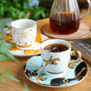 Axya Luxury Ceramic Coffee Set for 6, Elegant Tea Cup and Saucer with Spoon