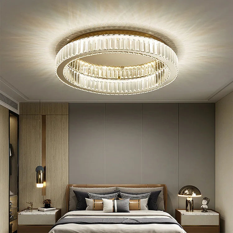 Axyaa Crystal Circle LED Ceiling Chandelier for Modern Living Room & Bedroom