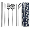 Axyaa Portable Travel Dining Set - Stainless Steel Cutlery with Pouch