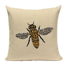 Axyaa Bee Pattern Linen Cushion Cover - Nordic Decorative Throw Pillow Case