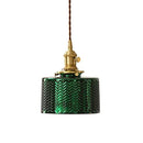 Axyaa Green Glass LED Pendant Lights, Nordic Vintage Hanging Lamp for Bedroom Living Room