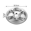 Axyaa Stainless Steel Divided Round Serving Tray Dinner Plates Canteen Lunch Dishes