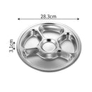 Axyaa Stainless Steel Divided Round Serving Tray Dinner Plates Canteen Lunch Dishes