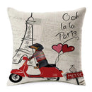 Axyaa Dachshund Dog Print Cotton Linen Pillow Covers 45X45cm