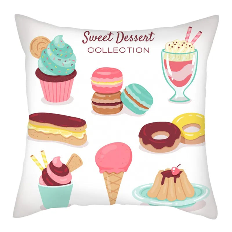Axyaa Biscuits Cake Print Decor Pillow Cover for Home Sofa Decoration