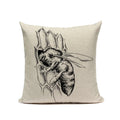 Axyaa Bee Pattern Linen Cushion Cover - Nordic Decorative Throw Pillow Case