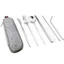 Axyaa Stainless Steel Travel Cutlery Set with Pouch