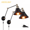 Axyaa Industrial Wall Lamp: Adjustable LED Sconces, Retro American Country Style