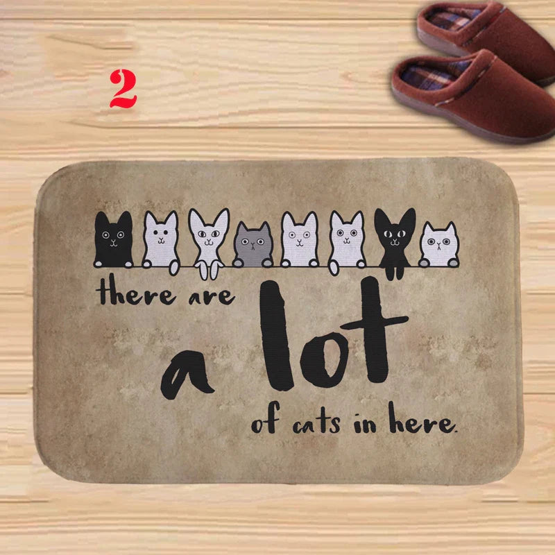 Axyaa Charming Cats Memory Foam Bath Mat - Anti-slip Coral Personalized Doormat