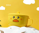 Axyaa Cute Duck Stainless Steel Ramen Bowl, Double-layer Kitchen Tableware