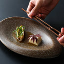 Axya Nordic Brown Sushi Plate Set with Rice Bowl and Sauce Dish