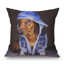 Axyaa Dachshund Dog Print Cotton Linen Pillow Covers 45X45cm